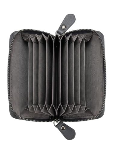 Image of 9 Slot RFID Orignal Leather Credit Debit Card Holder Wallet Money Coin Zipper Purse for Men & Women