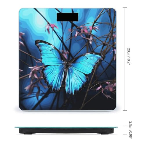 Báscula Digital de Baño Azul con Mariposa y Bambú miniatura 2