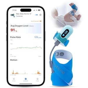 Babytone Baby Oxygen Monitor, Baby Sleep Monitor, Tracking Avg O2, Pulse Rate and Movement for Infant, Wearable Foot Monitor with Bluetooth and APP, for 0-36 Months Newborn’s Sleep (New Sock Version)