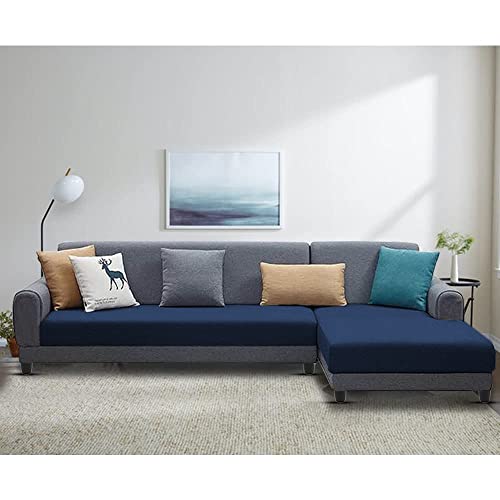 Image of Kraven RHS 6 Seater L Shape Sofa Set for Living Room (Blue Grey Fabric)
