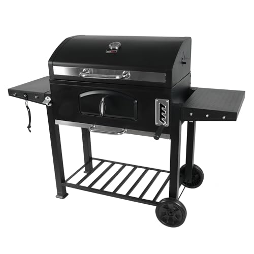Image of Grill Boss Charcoal Grill with Large 32-Inch Cooking Area - Includes Warming Rack, Side Shelves, Bottom Storage and Wheels for Outdoor BBQ, Tailgating, Camping & Backyard Grilling