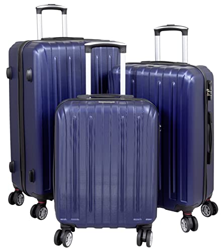 Trendyshop365 Koffer-Set 3-teilig Hartschale Dallas 4 Räder Zahlenschloss Blau