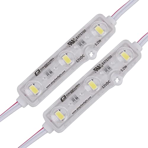 LED Module DC12V 25Ft 50pcs/Chain 5630smd 6500K White 1.2 W Waterproof Decorative Light for Lightbox Letter Advertising Signs with Tape Adhesive Backside (100pcs Pack)
