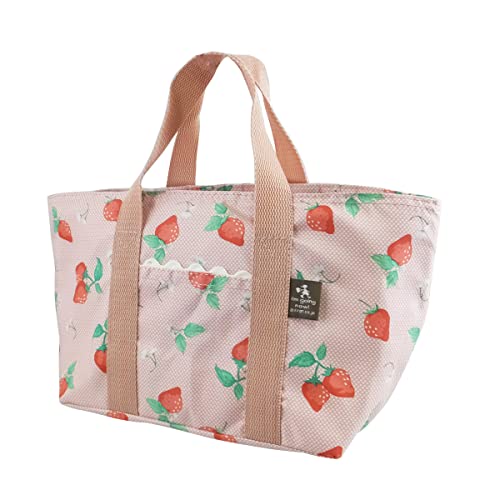 アットファースト ランチバッグ・トートバッグ型 保冷保温 ランチバッグ 保冷バッグ お弁当 ベリー柄 ピンク TT38 約W35(底マチ22)cm×D13cm×H17cm