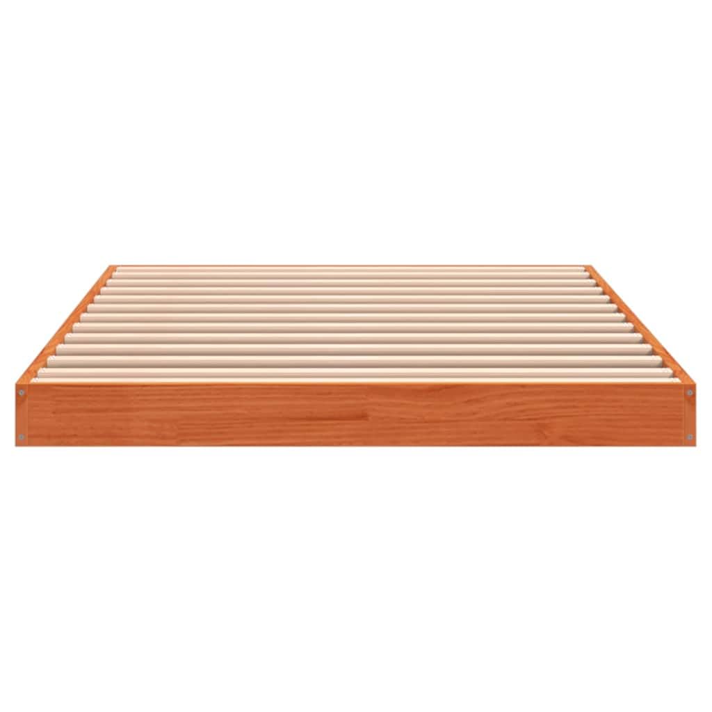 Estructura de Cama Madera Maciza de Pino marrón Cera 75x190 cm