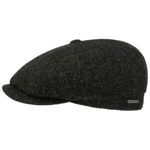 Stetson Hatteras Shetland Wool Flat Cap Lined Cotton Men Fall Winter Olive