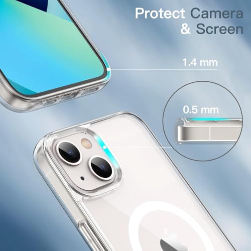 Image of JGD Magnetic Case for iPhone 13 Compatible with MagSafe, Shockproof Phone Bumper Cover, Anti-Scratch Clear Back (Clear)