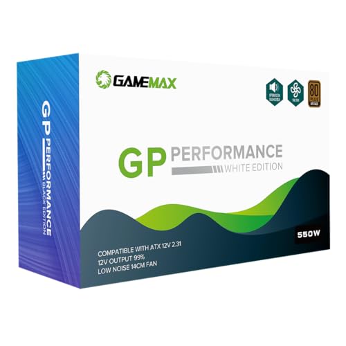 GameMax GP-Series 550W 80 Plus Bronze Power Supply - 550W GameMax GP-Series GP-550, Fully Wired, Single Rail, 140mm Fan, ATX PSU | White - Image 11