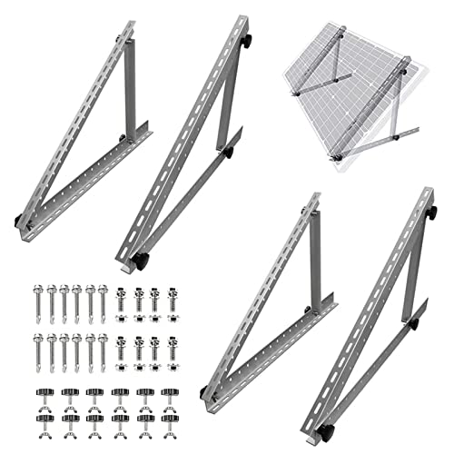 2 Satz Solarpanel Halterung, 28 zoll/71.2cm Universal Solarmodul Halterung Solarpanel Befestigung Neigungshalterungen mit Einstellbarem Winkel für Boot Wohnmobil Dach Photovoltaik Befestigungssystem Cover
