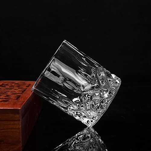 LANFULA Copo de uísque de cristal, copo premium antiquado conjunto de 4 em caixa de presente de luxo