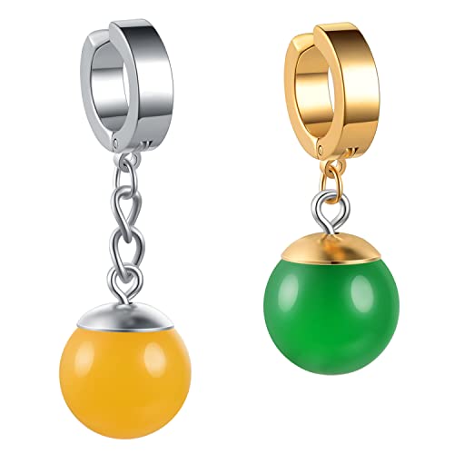Anime Cartoon Resina Vegeth Potara Ball Nero Son Goku Zamasu Cos Orecchini Orecchio Clip Polsino Per Uomo, Titanio, sfera in resina