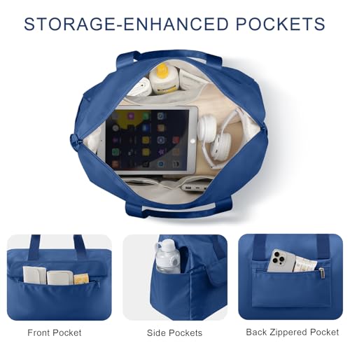 18x14x8 Personal Item Bag with Wet Pocket & Toiletry Bag, Travel Duffel Bag for Gym Underseat Weekender Carry On Luggage for Women Men (Navy Blue)4