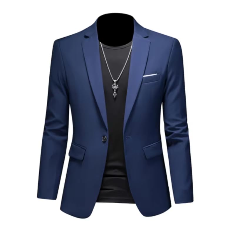 Men's Slim Fit Wedding Suit Jacket Business Office Casual Blazer for Men-Purple3