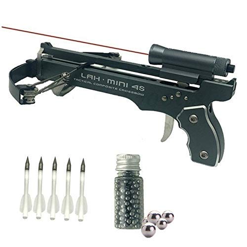 Mini Cruz de Tiro con Arco de Mano, Material de Aleacin de Aluminio Sper Potente, Utilizado para la Caza de Peces con Mira Lser, Mini Arquero, Arco de Caza con Pistola y Arco