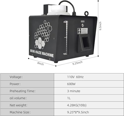 Máquina de humo y neblina de 600 W, 10000 CFM con temporizador y rociado continuo, efecto escénico para Halloween, bodas, discotecas y actuaciones, con control remoto y función DMX miniatura 6