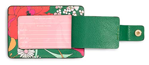 Ban.do Getaway Suitcase Tag For Travel, Green Floral Durable Vegan Leather Luggage Identifier, Superbloom #TOP1
