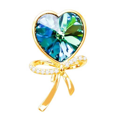 Image of Brooches For Women,14k Gold Plated Copper,Crystal Brooch,Love Brooch,Heart Brooches,Brooches Pin for Birthday, Christmas,Valentines, Wedding Parties, Anniversaries,Mother's Day