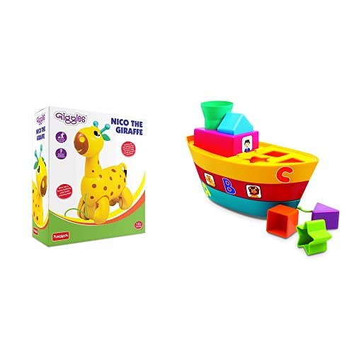 Image of Giggles Nico The Giraffe, Yellow & Giggles Stack a Boat, Multi Color