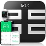 NLV Smart Scale for Body Weight, Digital Bathroom Scale LED Display, BMI, Body Fat, Muscle Mass 18 Body Composition Monitor Health Analyzer Sync Apps, High Accuracy, Save Space, 396lbs (Black)