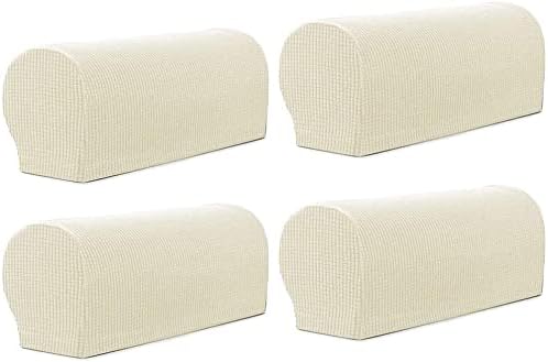 Sxspace Arm Rest Covers Sofa Set of 4 Stretch Armchair Couch Non-Slip Furniture Protector Slipcovers for Chair Sofa Couches Recliner (Ivory White)