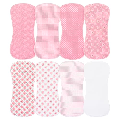 Image of lazyrhino 8 Pack Baby Burp Cloths, Unisex for Boys and Girls, Super Absorbent and Soft Towel,Solid Color (Pink-mg)