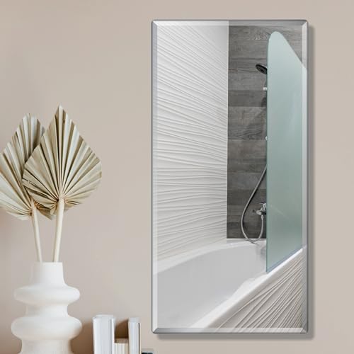 Image of Creative Arts n Frames 5mm Long Big Size 12X24 inch Beveled Smooth Edges Rectangular Wall Mount Mirror Home Decor Items (12x24 Beveled HD Mirror)