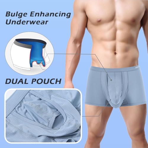 Men's Dual Pouch Underwear Boxer Briefs Elephant Nose Bulge Enhancing Breathable Comfort2