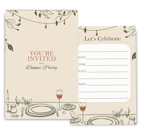 Fablus Dinner Party Invitations for Girls, Boys, Elagant Dinner Party Invitaions for Party Invites, 4x6 Inches, 30 Sets with Envelopes