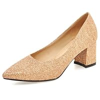 Zapatos de Tacón de Bloque para Mujer 647 Oro Talla 35 EU
