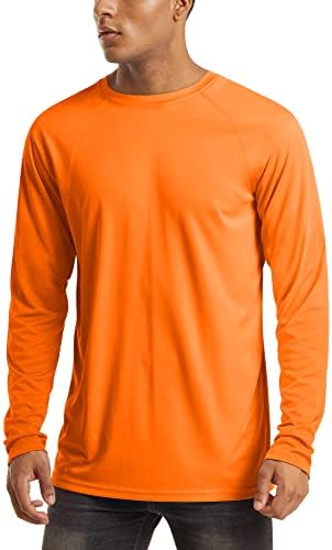 Men's UV Protection Long Sleeve Shirt - Quick Dry, UPF 50, Running, Hiking, Workout, Swimming - Orange