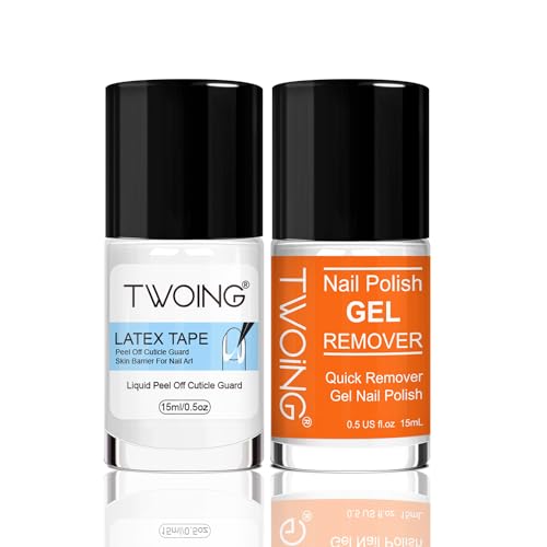 Liquid Latex for Nails Kit, Nail Art Cuticle Protectors Kit including Peelable Liquid Latex Cuticle Protector Tape &Gel Nail Gel Remover, Kit Gifts for Professional Salon& DIY Manicures