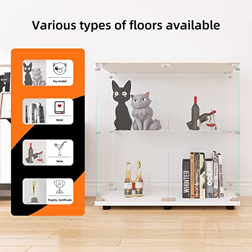 Image of LFT HUIMEI2Y 2-Tier Glass Display Cabinet with Lock, Display Case White