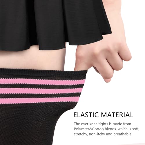 Image of DRESHOW Extra Long High Thigh Socks Striped Over Knee Thin Tights Long Stocking