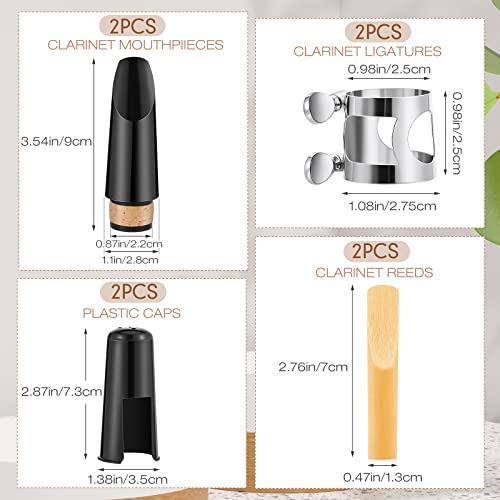 Image of 2 Sets Clarinet Mouthpiece kit Reeds 2.5 Mouthpiece Kit with Ligature Plastic Cap Bb accessory ligature Strength Reeds for Clarinet Use Replacement Supply
