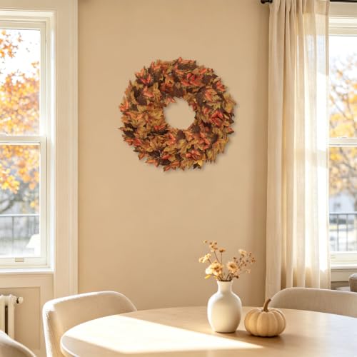 LAIMENNI 20 Inch Fall Wreaths for Front Door, Maple Leaves Outdoor Wreaths - image 8