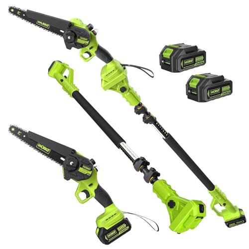 Image of WORKIT 2-In-1 Electric Pole Saws for Tree Trimming, 8 Inch Mini Chainsaw Cordless with 2x4.0Ah Batteries, 14Ft Tree Trimmer Pole Saw, Electric Chainsaw with Auto Oiler, Tool-Free Tension