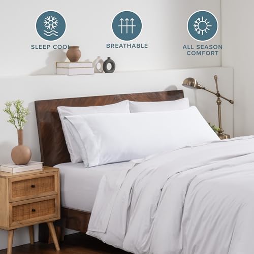 Image of Bare Home Microfiber Body Pillow Cover - Ultra Soft & Cooling - Double Brushed - Envelope Closure - Easy Care (21''x54'' Body Pillow Cover, White)
