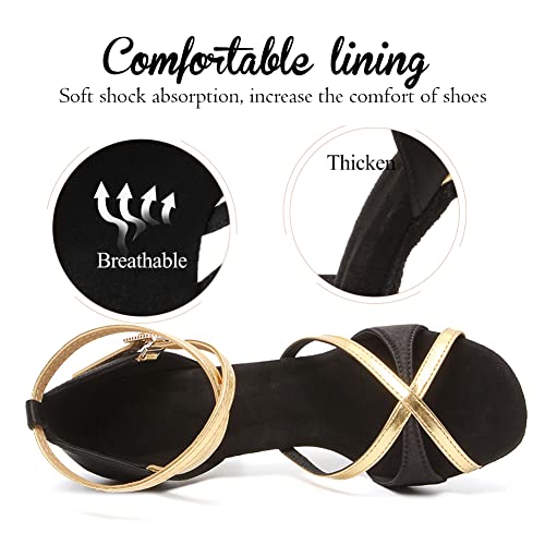 YKXLM Latin Dance Shoes Ballroom Women Salsa Tango Performance Practice Dancing Shoes,2594