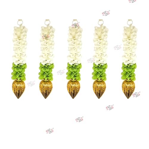 Image of S2S Fabric Hangings with Golden Lotus-6 Pcs-Small- 10 INCH | Floral Wall Hangings, Temple-Decoration Items, Backdrop for Pooja Decorative, Varalakshmi Vratam Decor | Varamahalaxmi Decor Item