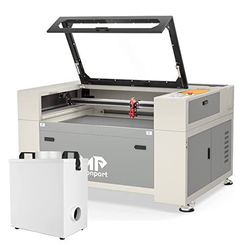 Monport Fireproof 80W CO2 Laser Engraver 24" x 36" with Built-in Chiller/Air Purifier Laser Fume Extractor with 4 Filters for CO2 Laser Engraving Machine