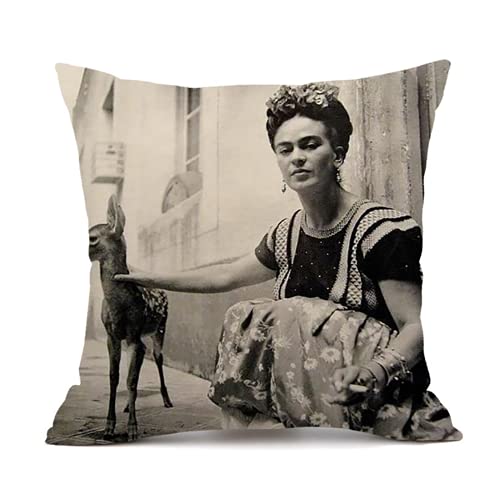 Funda de Almohada Decorativa, Selfie Patrón Algodón Lino Coche Funda de Almohada Decorativa, Sofá Terraza Funda de Cojín Decorativo, Funda de Cama 45cm x 45cm, (Autorretrato Femenino) Cover