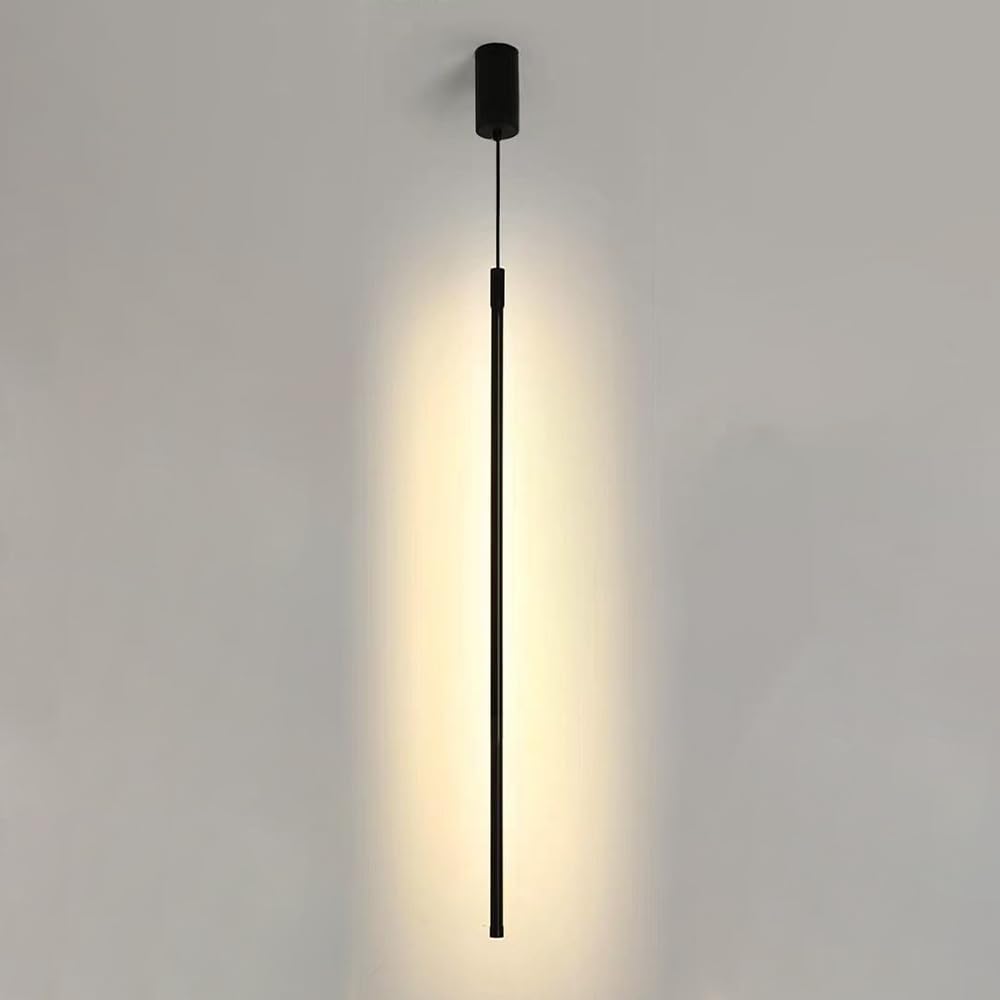 Suspension linéaire LED noire de 80 cm pour éclairage de chevet et salon
