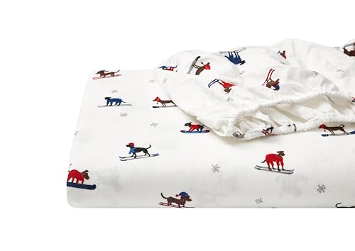 Image of Eddie Bauer - Flannel Sheets Queen Size, Anti-Pilling & Wrinkle Resistant Cotton, Touchably Soft for All-Season Comfort - Bed Sheets with Matching Pillowcases & Fitted Sheet (Ski Patrol White)