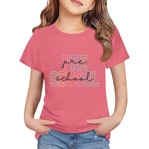 Toddler Kids Back to School Shirt Youth Boys Girls First Day of Preschool Tshirts Children Cute (a-Pink, 8-9 Years)