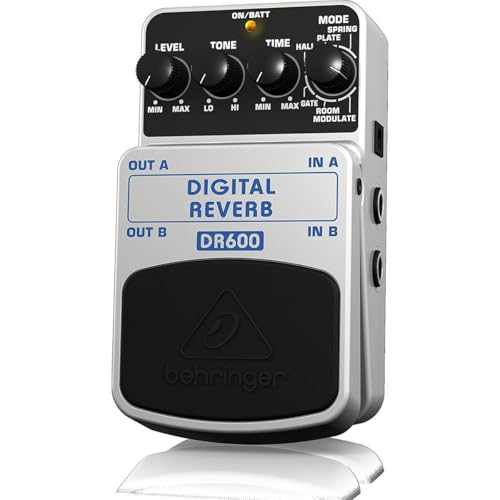 Behringer DR600 Digital Stereo Reverb Effektpedal, Silber, 1 Stück