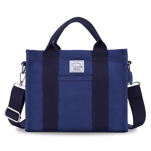 Image of VASCHY Canvas Tote bag, Casual Reusable Work Totes for Women Teachers with Zippers Pockets Crossbody Shoulder Bag Purse