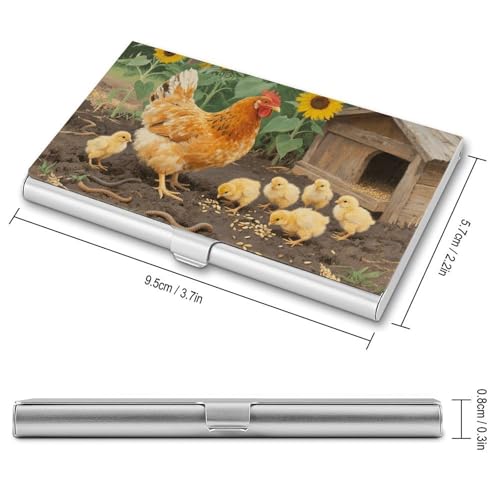 Metal Business Card Holder Ultra Slim - Farm Animals Chicken Professional Aluminum Alloy Card Case with Magnetic Closure, Compact ID Credit Card Organizer Wallet for Men Women2