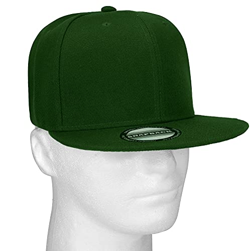 Image of Classic Snapback Hat Cap Hip Hop Style Flat Bill Blank Solid Color Adjustable Size
