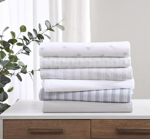 Image of Tommy Bahama - Twin Sheet Set, 100% Cotton Percale Bedding with a Crisp & Cool Feel, Deep Pockets, Bed Sheets with Matching Fitted Sheet & Pillowcase (Cool Zone White)