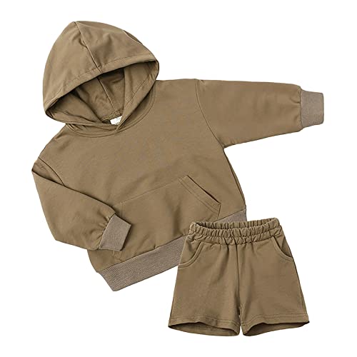 Sweatshirt for Teen Girls Boys 2PCS Solid Pullover Hooded Kids Long Sleeve Sweater & Shorts Outfits Set Teen Sweatshirt